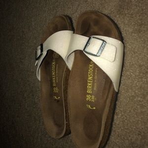 White sparkly Birkenstock’s